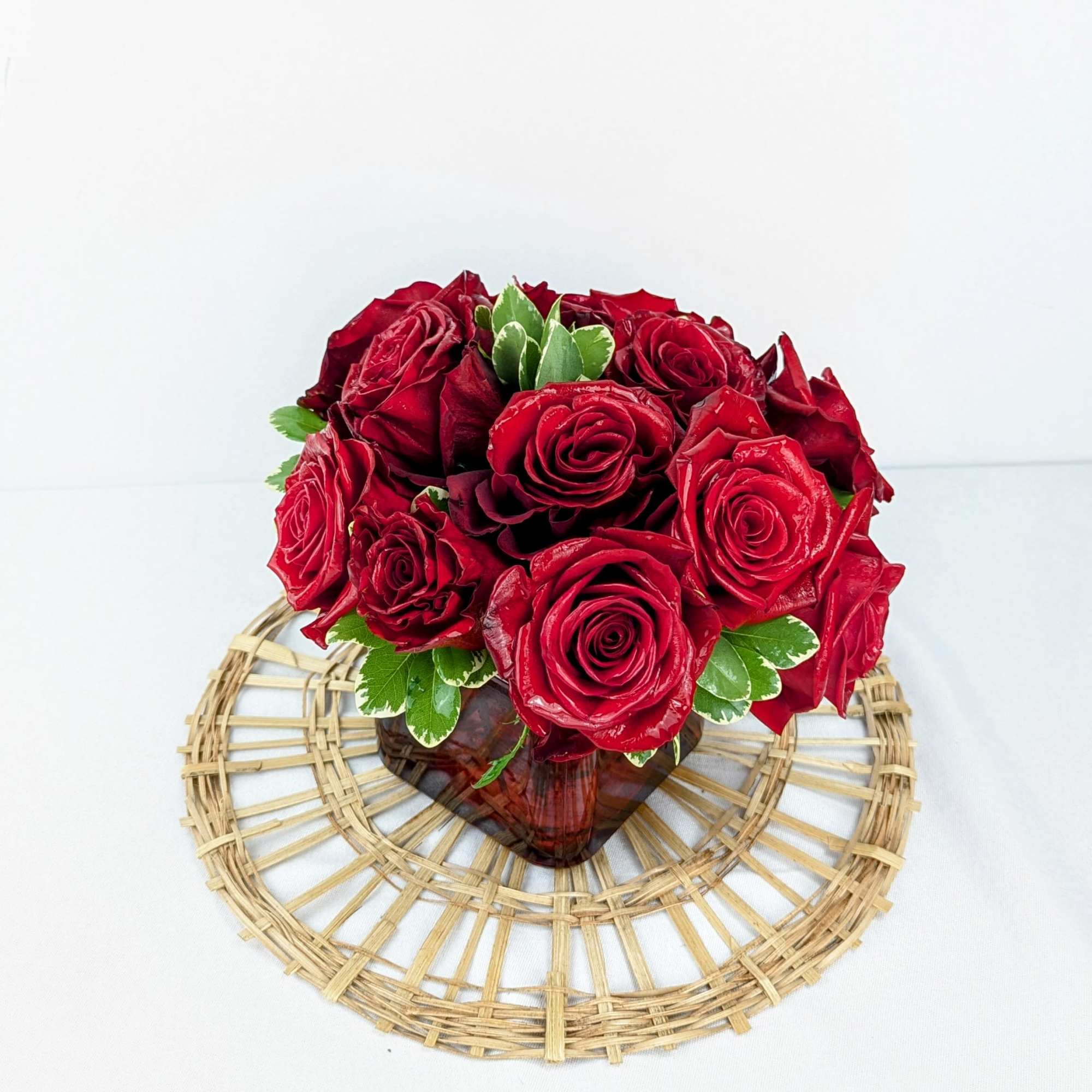 This bold yet tasteful bouquet is the perfect size for any desk.