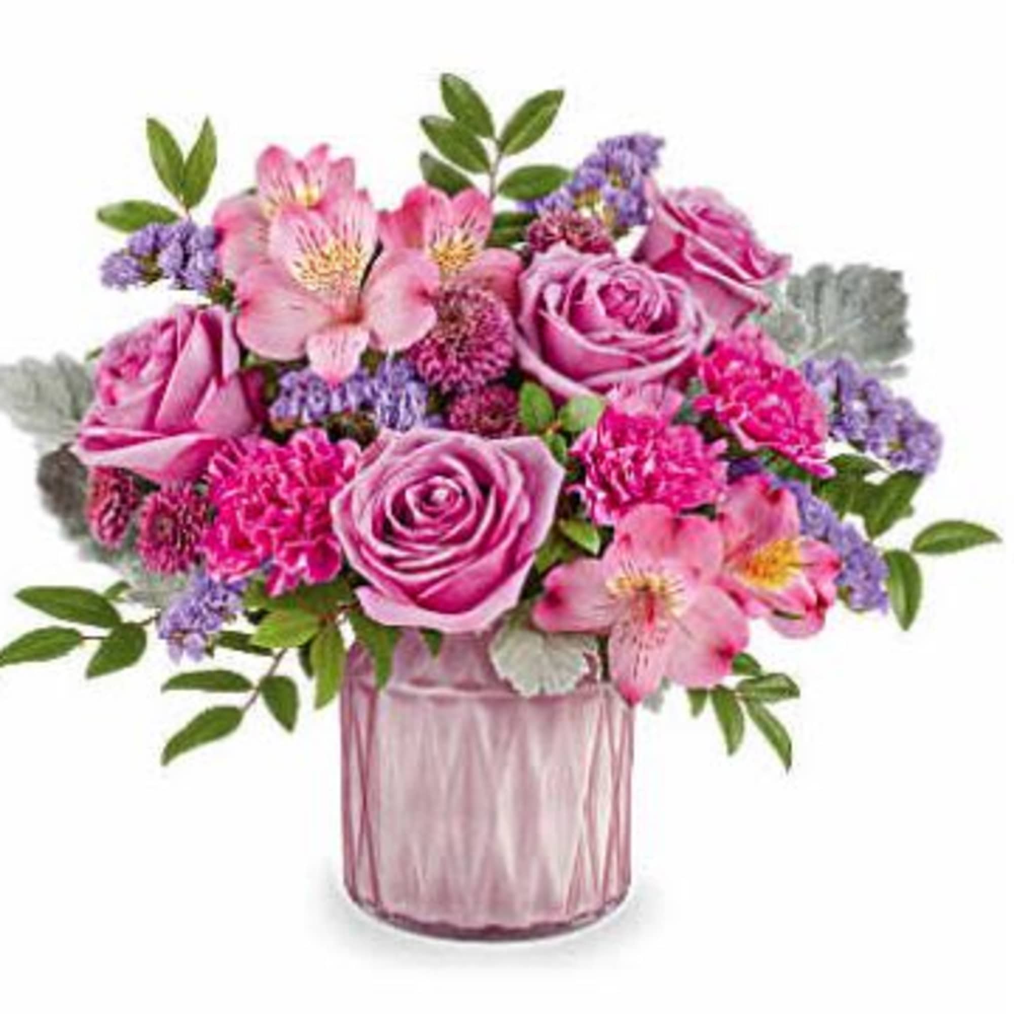 Experience timeless elegance with Teleflora's Dazzling Gem jar, featuring a radiant pink