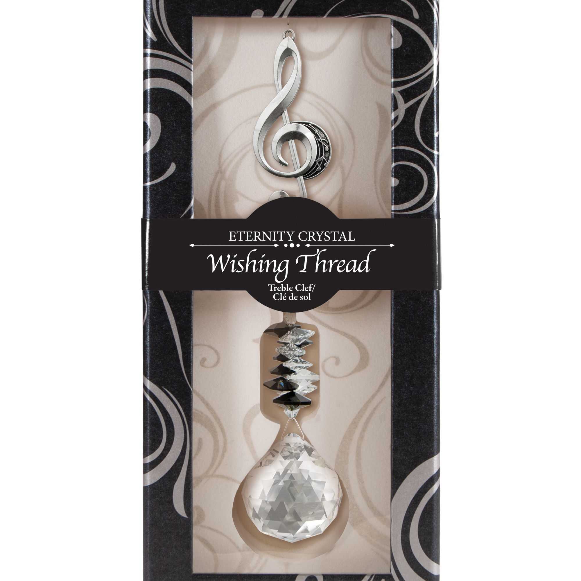 Treble clef crystal hanging ornament in decorative black gift box