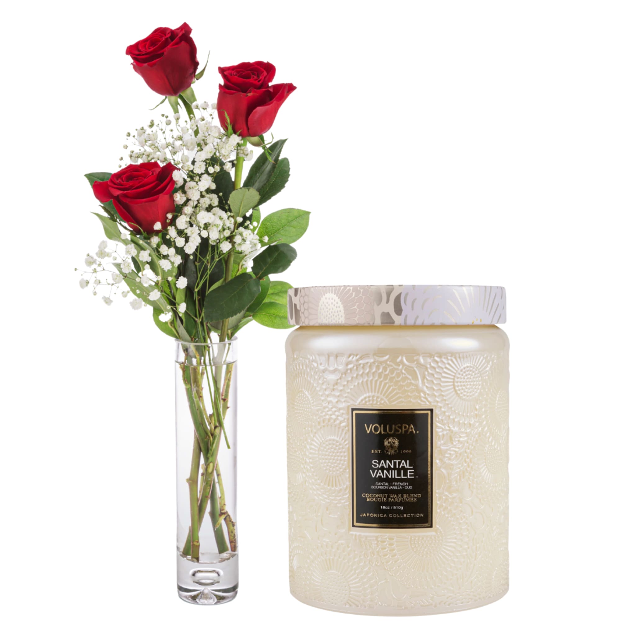 18oz Large Jar Candle paired with a Premium Bud Vase.
See candle details