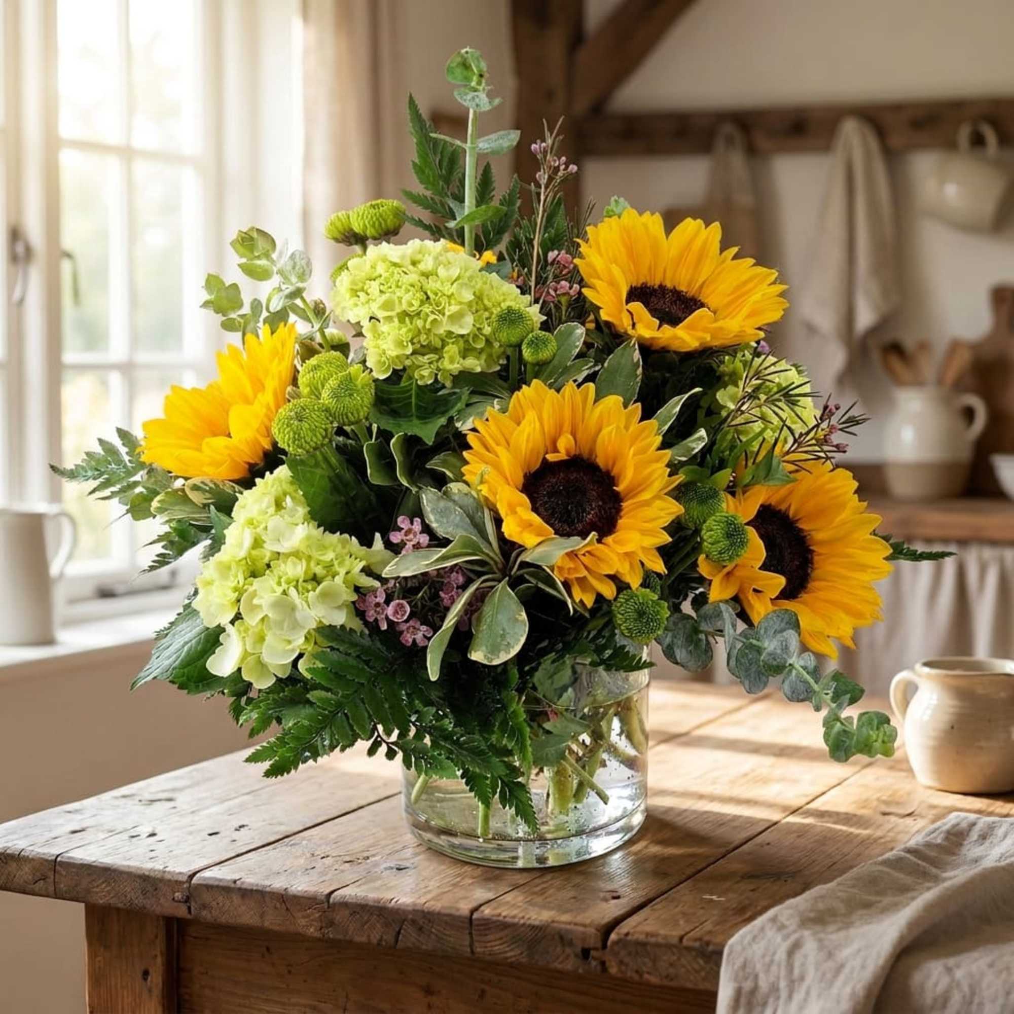 Introducing the Radiant Sunshine flower arrangement, a stunning display of vibrant beauty