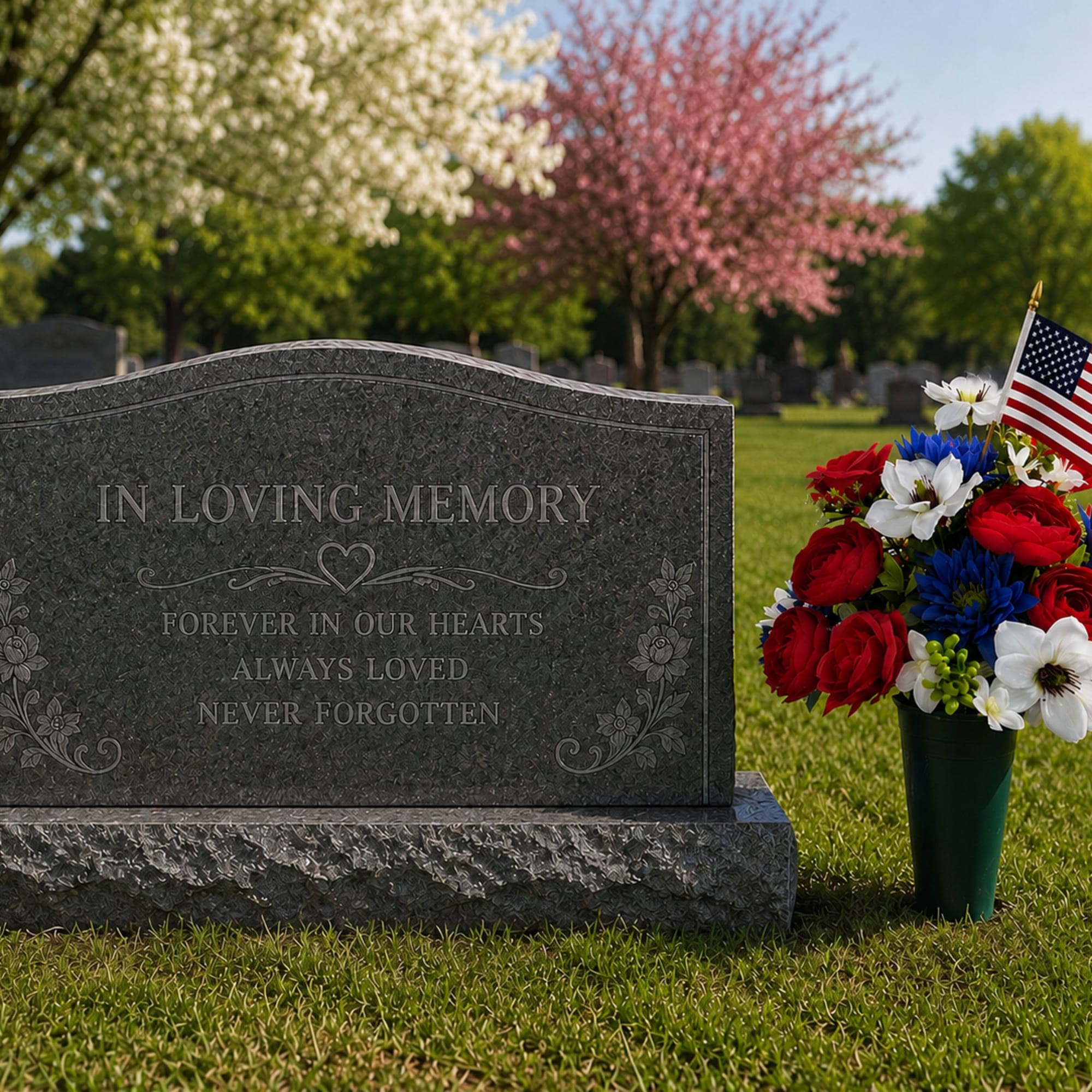 Honor a life, service, and memory with our patriotic memorial arrangements from