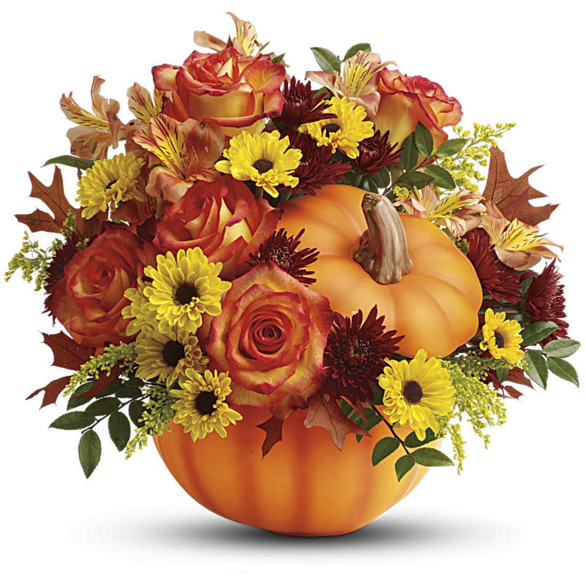 Celebrate the beauty of fall with this colorful, heartwarming mix of roses