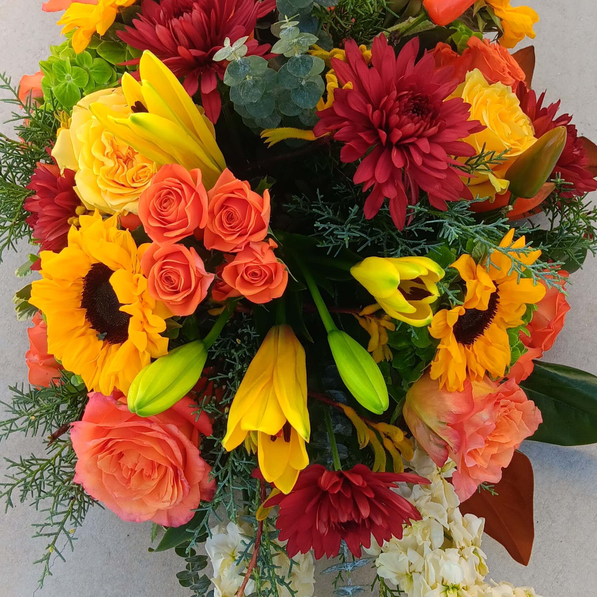 Oblong holiday centerpiece.