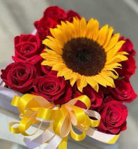 Red roses and white lilies
