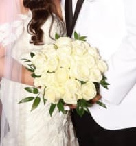 Red roses and white lilies