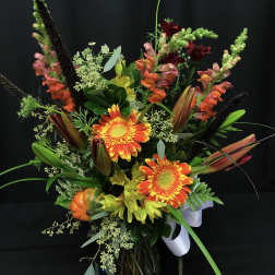 Autumn mixed bouquet with lily buds
