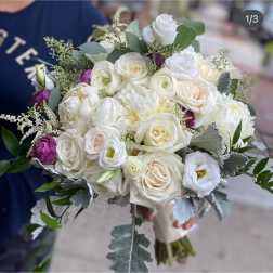 Hand Tied White Roses Bouquet