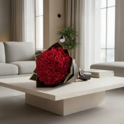 25 red rose wrapped bouquet
