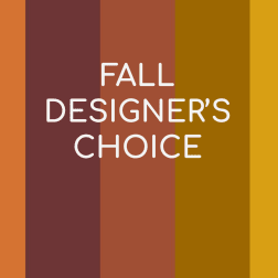 Fall Designer's Choice text on vertical autumn color stripes