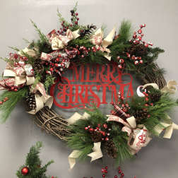 Merry Christmas Large wreath in Glasgow, MO | Paisley Bowtique