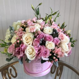 Gracie - Roses, Stock, Licentious and Lush White Hydrangeas.