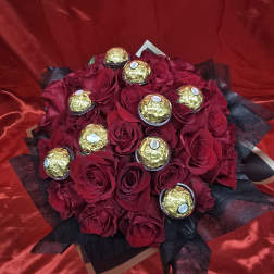 3 dozen red roses Ferrero Rocher
