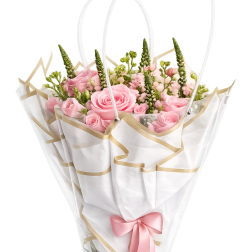 Pink Rose Hand-Tied Bouquet in Premium Gift Wrap | Same Day Delivery Miami