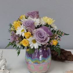 Air Brushed Easter Egg Jar/w/Lid