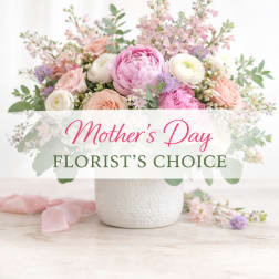 Pink and white mixed bouquet in a white vase