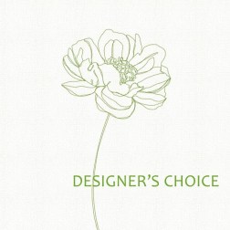 Minimal line drawing of a flower with the words "Designer’s Choice"