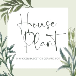House plant sign with leafy watercolor border