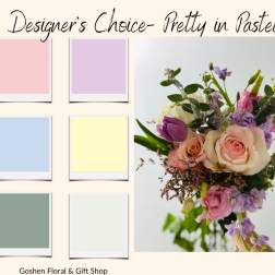 Pastel bouquet with pink, lavender, and cream flowers