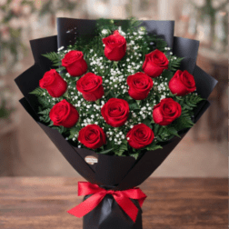 One Dozen Long Stem Roses Bouquet