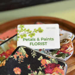 Floral-patterned coin purses with a florist gift card