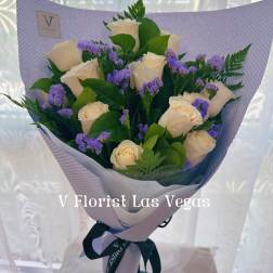 Deluxe White Roses Wrapped bouquet