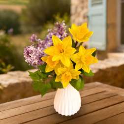 Golden Daffodil & Lilac Vase