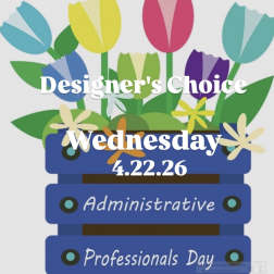 Graphic of colorful tulips in a blue crate with event text