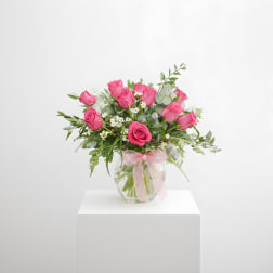 Blushing Elegance-Twelve Pink Roses