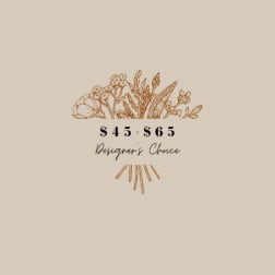 Designer’s choice floral arrangement graphic with $45-$65 pricing