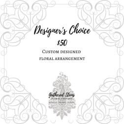 Decorative card with text for a custom floral arrangement