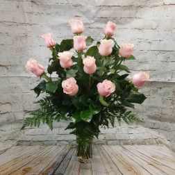 Dozen Long Stemmed Pink Roses by BloomNation™