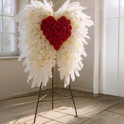 Wings of Love Sympathy Spray- Red Heart