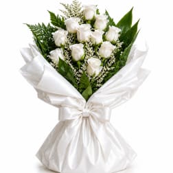 White Wrapped Rose Bouquet
