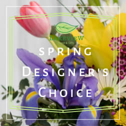 Mixed spring bouquet with tulips, iris, and daisies
