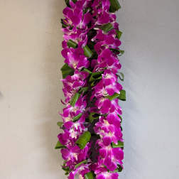 Bombay and Ti leaves lei - double.