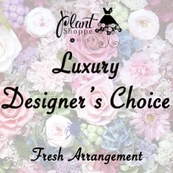 Floral shop logo over a collage of pastel roses and mixed flowers