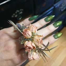 Dried floral ring pink rose with lavender