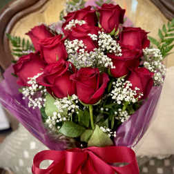 Wrapped Dozen Red Roses