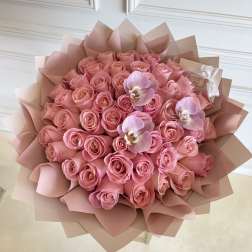MFS 50 Rose Hermosa Bouquet (Orchids)