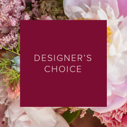 Designer’s choice floral arrangement with pink and white blooms