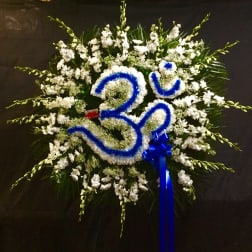 Blue and white Om