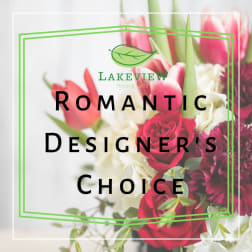 Mixed bouquet with red roses, pink tulips, and white flowers