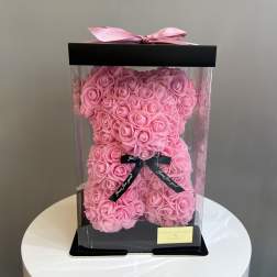 Rose Bear 10" tall Pink