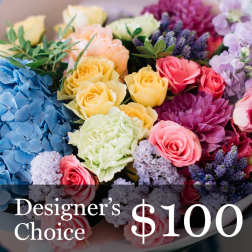 Mixed bouquet of roses, hydrangeas, and carnations in pastel and bright colors