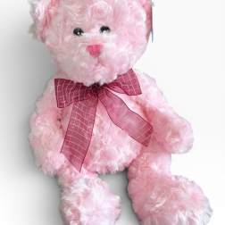 Fuzzy Pink Bear with Bow