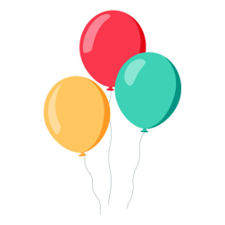 Three colorful balloons on white background