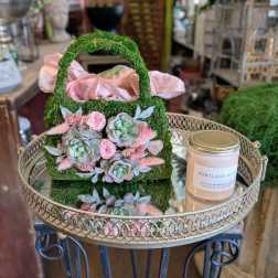 Bijou- Faux and Preserved Botanical With A Portland Rose Candle