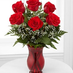 Classic Romance Valentine's Day Rose Bouquet - 6 Stems