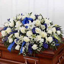 Blue & White Mixed Half Casket Cover